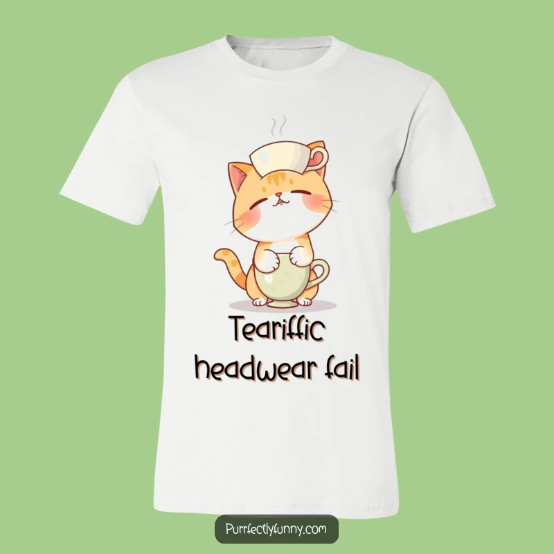 Funny Teacup Cat Fail T-Shirt: Wear Your Clumsy Charm with Feline Humor Gift