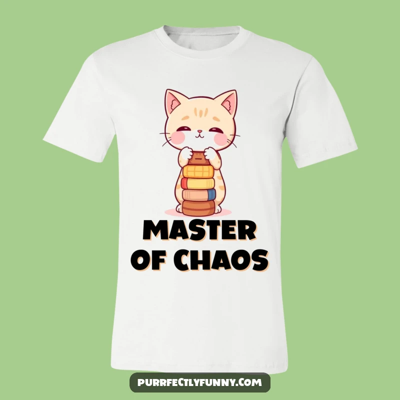 Funny Wobbly Stack Cat T-Shirt: Embrace Your Controlled Chaos