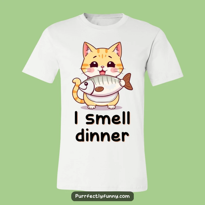 Funny Cat Fish Frenzy T-Shirt - Eager Anticipation, Perfect Gift for Food Lovers
