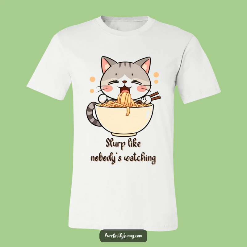 Funny Noodle Cat Slurp T-Shirt: Wear Your Enthusiasm for Food and Feline Fun Gift