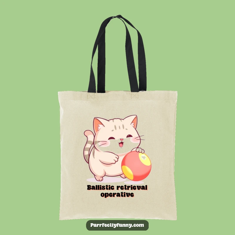 Funny Plump Cat Ball Chase Tote Bag: Stylish & Humorous Carry-all for Fun Moments