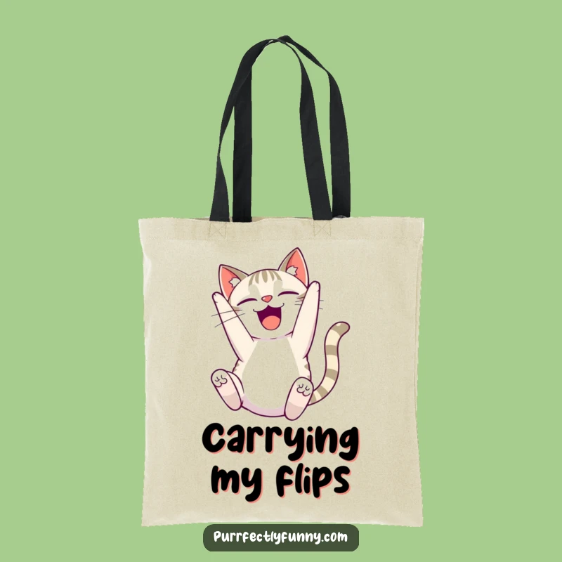 Funny Delighted Cat Tote Bag - Joyful Acrobat Accessory - Practical Funny Gift!