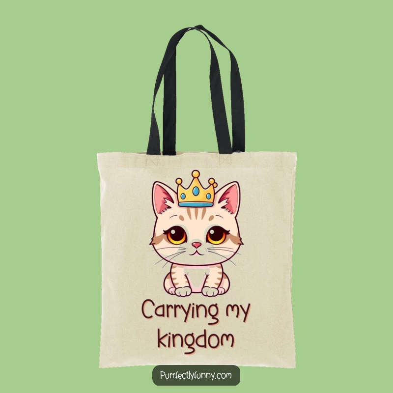 Funny Proud Cat Crown Tote Bag - Carry Your Kingdom in Style!