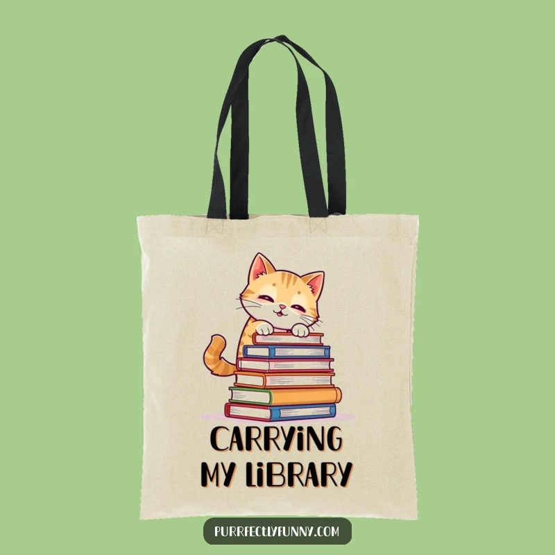 Funny Cat Book Balance Tote Bag - Carry Your Literary Load with Humor