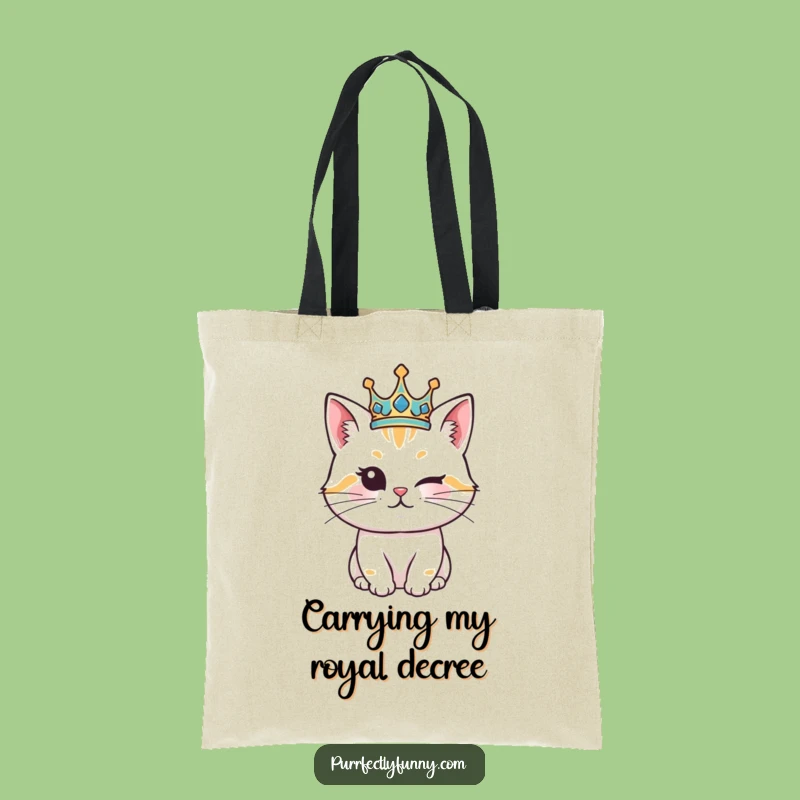 Funny Royal Cat Tote Bag: Chic Feline Crown Wink for a Perfect Gift