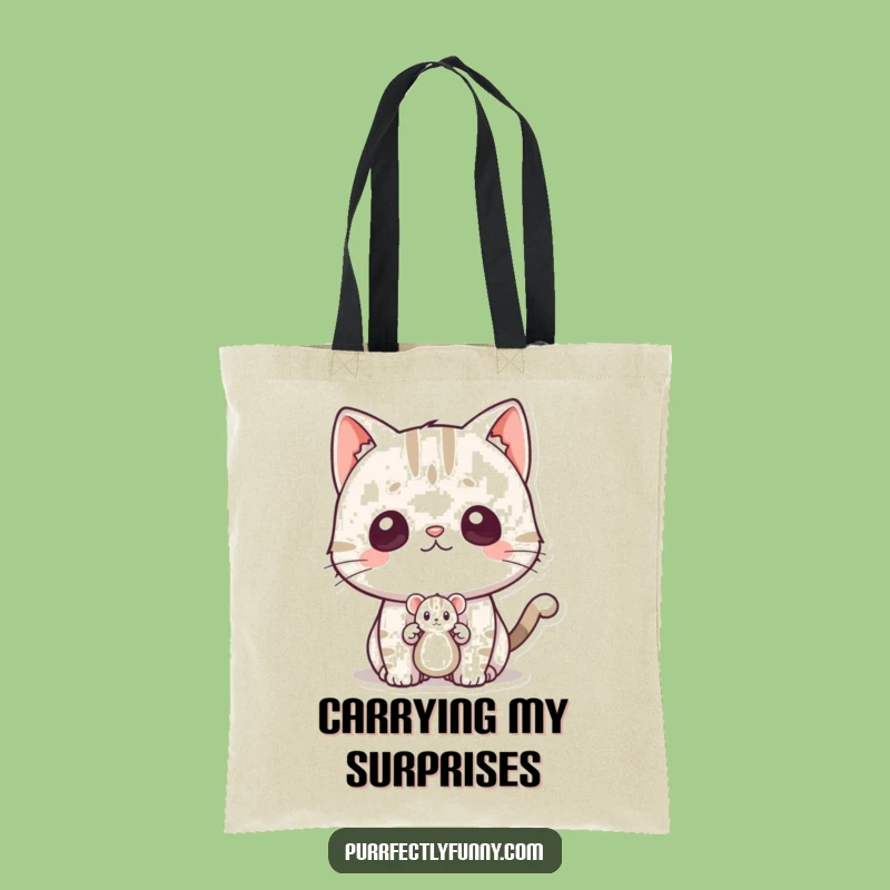 Funny Surprised Cat Tote Bag - Shocked Feline Accessory - Practical Funny Gift!