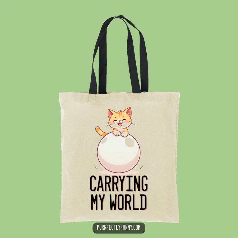 Funny Cat on Bouncy Ball Tote Bag: Carry Your Laughs in Style, Perfect Gift