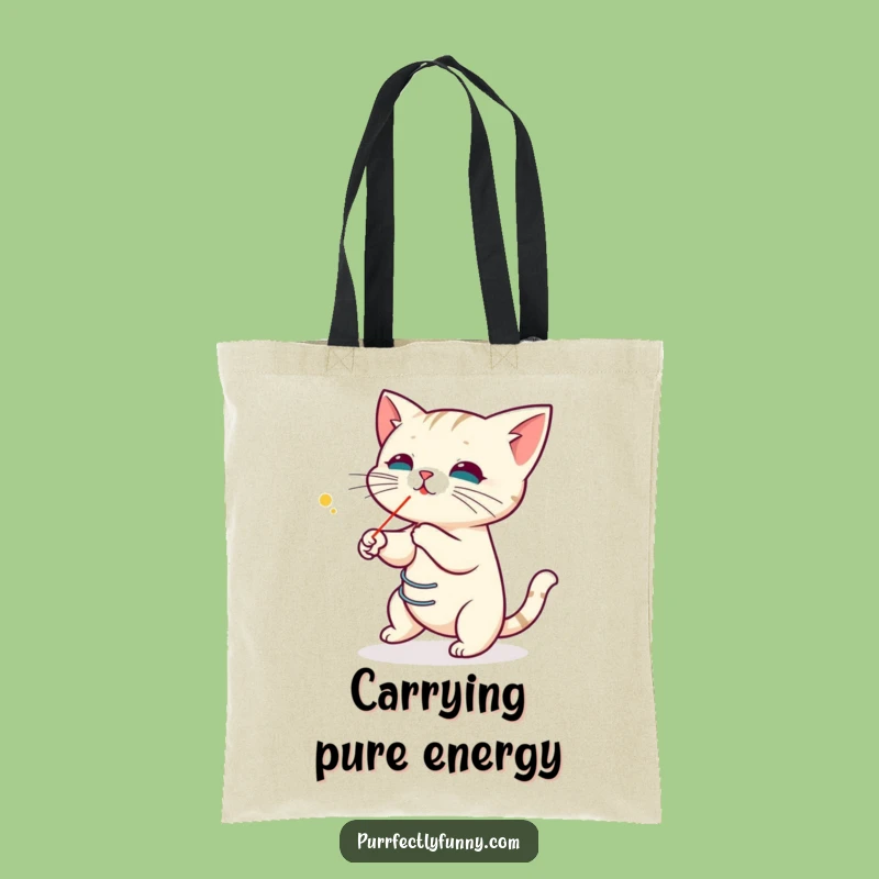 Funny Laser Cat Tote Bag: Spring Action, Hilarious Accessory Gift