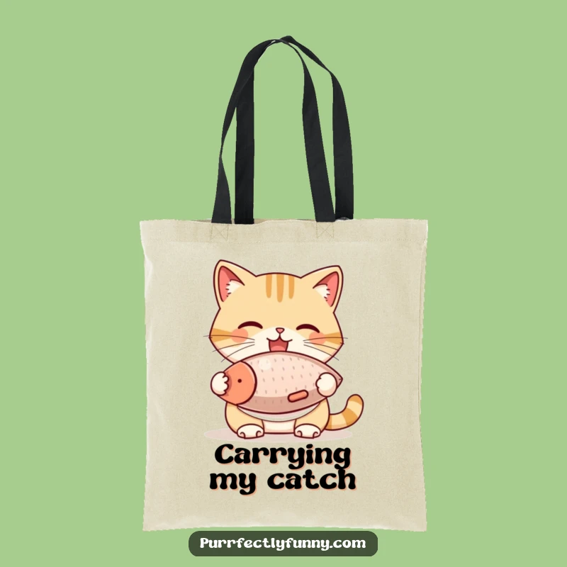 Funny Cat Bib Fish Treat Tote Bag - Carry Your Essentials Humorously