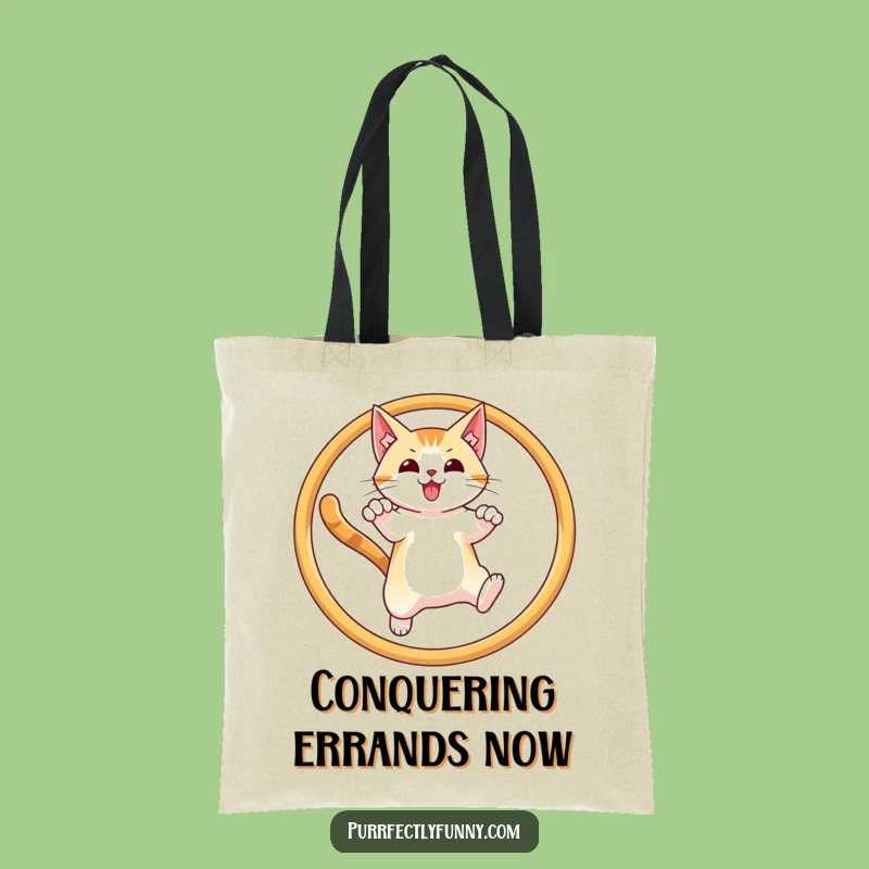 Funny Cat Hoop Leap Tote Bag: Carry Your Success, Great Gift