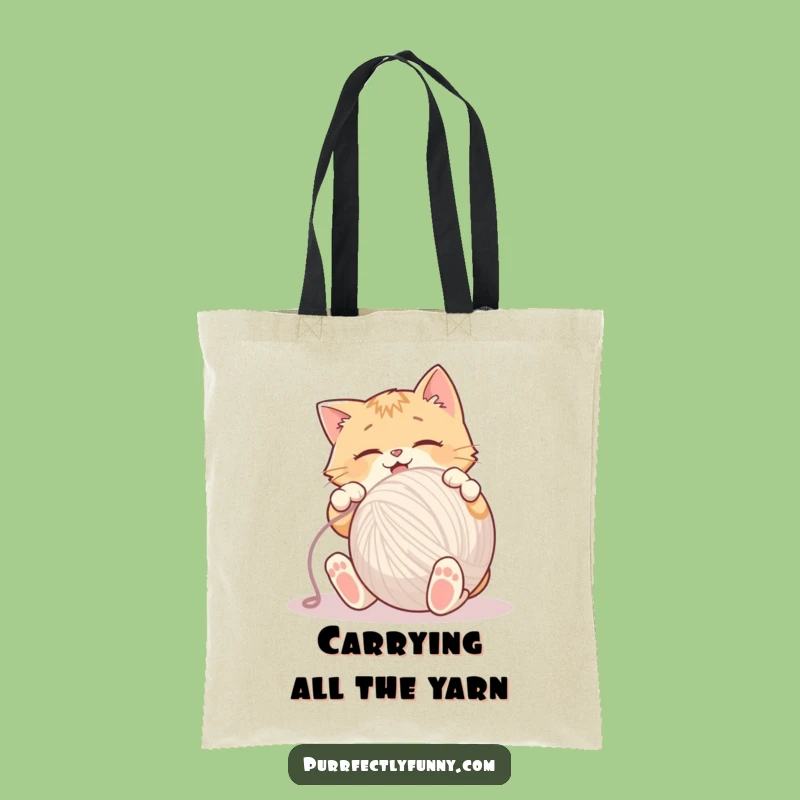 Funny Cat Yarn Tote Bag - Carry Your Fun with Style