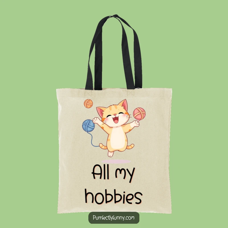 Funny Juggling Cat Tote Bag - Yarn Ball Carryall, Perfect Gift