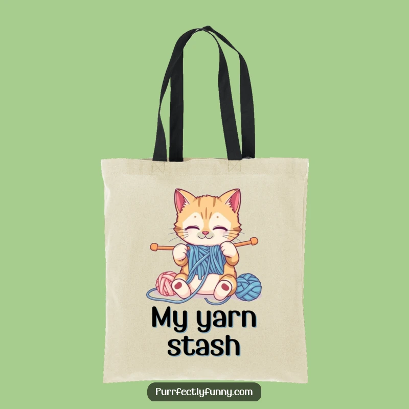 Funny Knitting Cat Tote Bag: Spacious and Hilarious Feline Crafter Carry-All