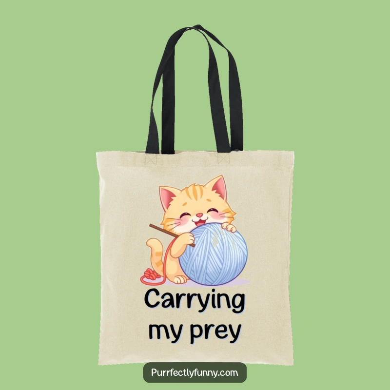 Funny Playful Cat Tote Bag: Chic Giant Yarn Ball for a Perfect Gift