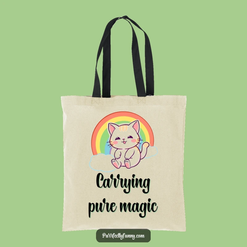 Funny Rainbow Cat Tote Bag - Stylish Carry-all for Magical Journeys