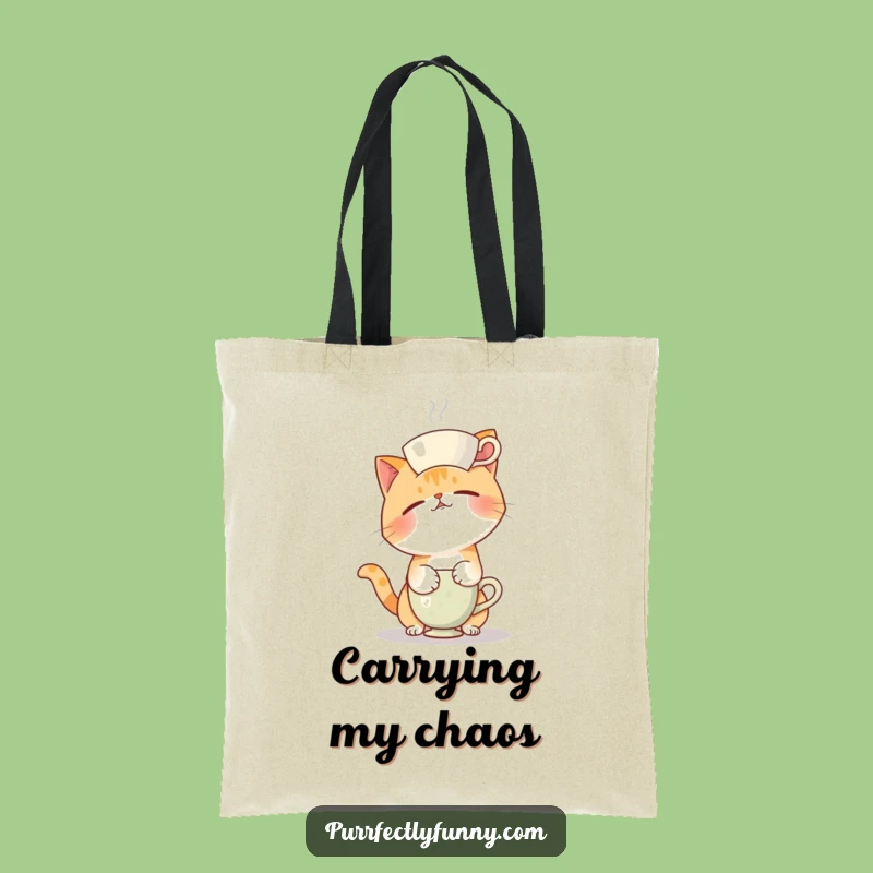 Funny Teacup Cat Fail Tote Bag: Carry Your Essentials with Humorous Feline Flair