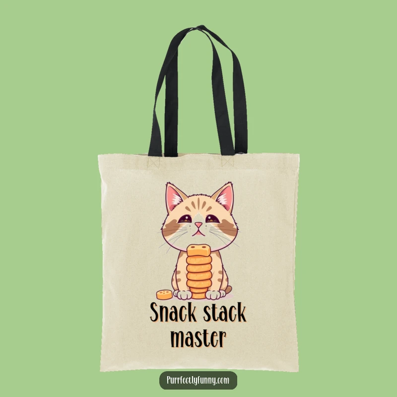 Funny Treat Balance Cat Tote Bag: Carry Your Snacks Safely