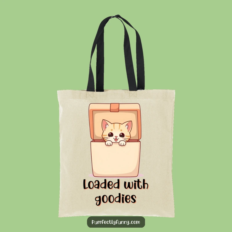 Funny Tote Bag: Excited Cat in Gift Box - Carry Your Laughs!