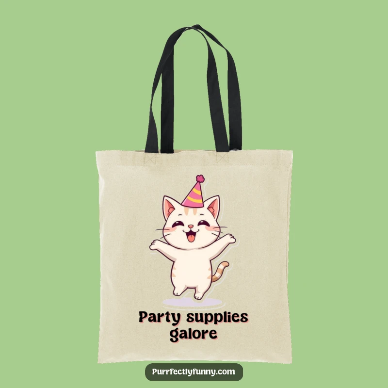 Funny Party Cat Tote Bag - Stylish Carry-all for Festive Felines & Fun
